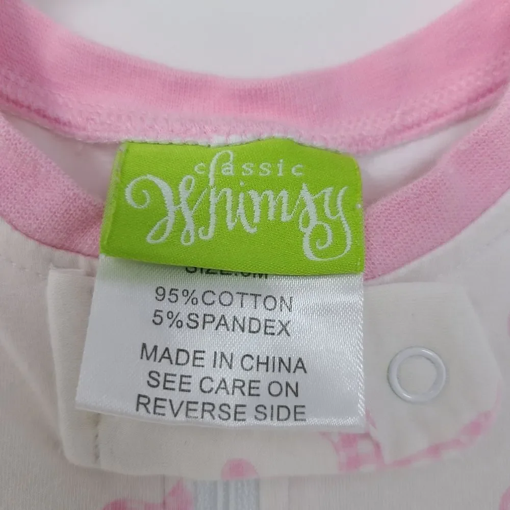 CLASSIC WHIMSY One Piece‎ Sleeper Outfit 3 Months White Pink Gingham Bears